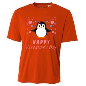 Happy Valentine's Day Cute Penguin Lovers Gift Cooling Performance Crew T-Shirt