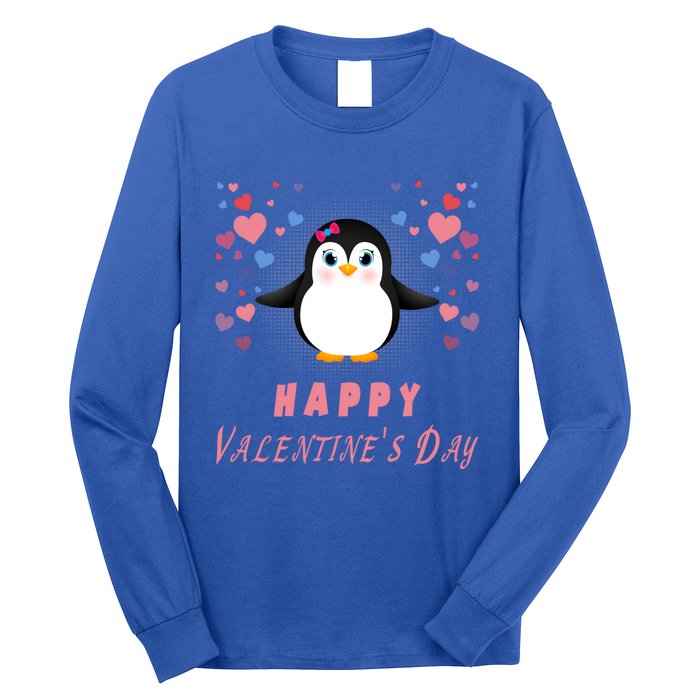 Happy Valentine's Day Cute Penguin Lovers Gift Long Sleeve Shirt