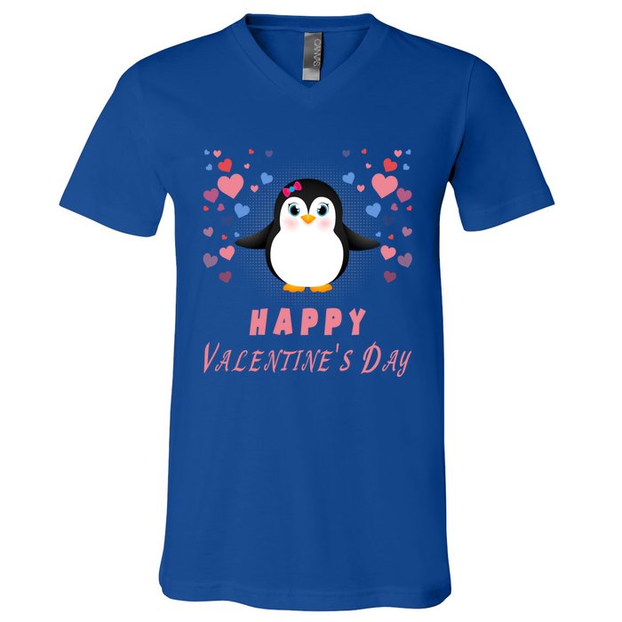 Happy Valentine's Day Cute Penguin Lovers Gift V-Neck T-Shirt