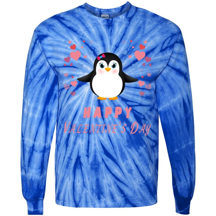 Happy Valentine's Day Cute Penguin Lovers Gift Tie-Dye Long Sleeve Shirt