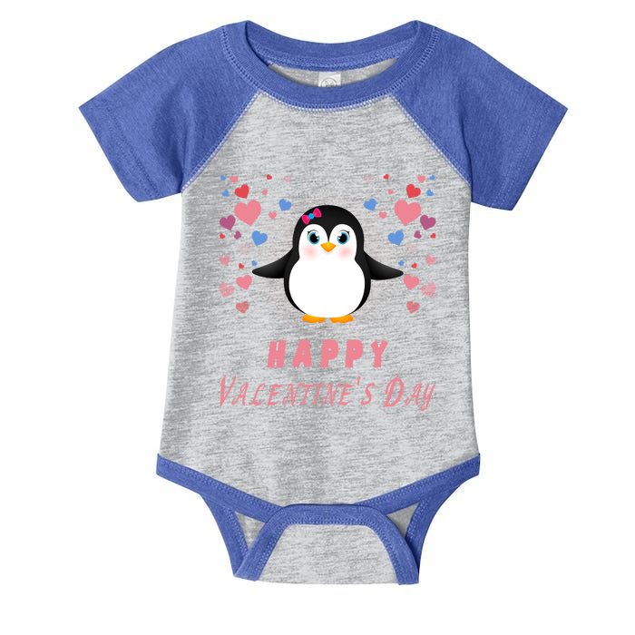 Happy Valentine's Day Cute Penguin Lovers Gift Infant Baby Jersey Bodysuit