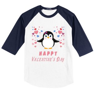 Happy Valentine's Day Cute Penguin Lovers Gift Baseball Sleeve Shirt