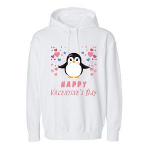 Happy Valentine's Day Cute Penguin Lovers Gift Garment-Dyed Fleece Hoodie