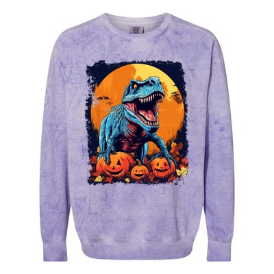 Halloween Vintage Dinosaur Trex Gift Colorblast Crewneck Sweatshirt