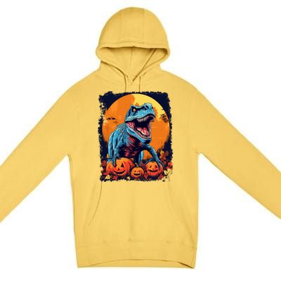 Halloween Vintage Dinosaur Trex Gift Premium Pullover Hoodie