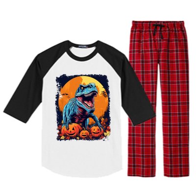 Halloween Vintage Dinosaur Trex Gift Raglan Sleeve Pajama Set