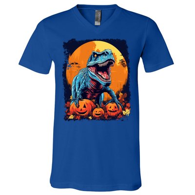 Halloween Vintage Dinosaur Trex Gift V-Neck T-Shirt