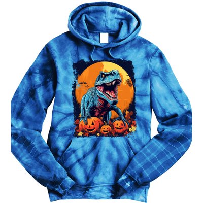 Halloween Vintage Dinosaur Trex Gift Tie Dye Hoodie