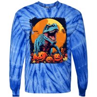 Halloween Vintage Dinosaur Trex Gift Tie-Dye Long Sleeve Shirt