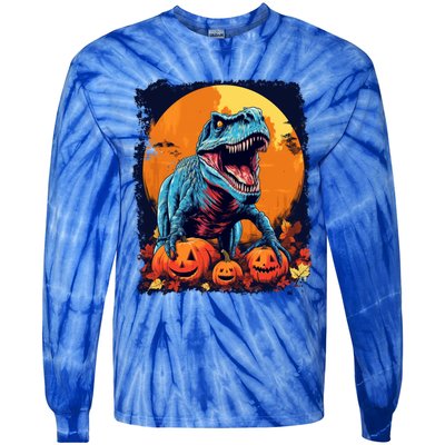 Halloween Vintage Dinosaur Trex Gift Tie-Dye Long Sleeve Shirt