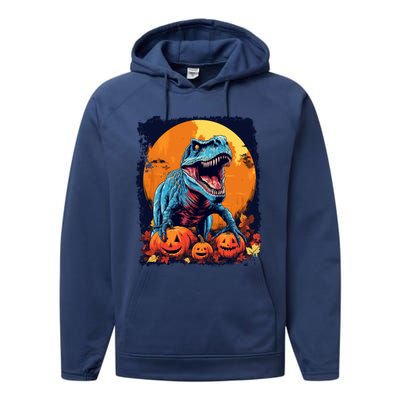 Halloween Vintage Dinosaur Trex Gift Performance Fleece Hoodie