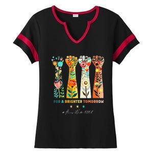 Hands Vote For A Brighter Tomorrow 2024 Ladies Halftime Notch Neck Tee