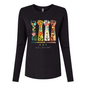 Hands Vote For A Brighter Tomorrow 2024 Womens Cotton Relaxed Long Sleeve T-Shirt