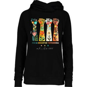 Hands Vote For A Brighter Tomorrow 2024 Womens Funnel Neck Pullover Hood