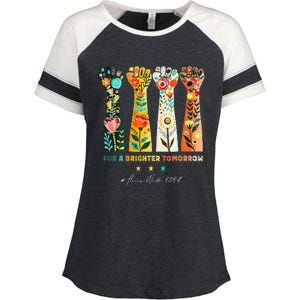 Hands Vote For A Brighter Tomorrow 2024 Enza Ladies Jersey Colorblock Tee