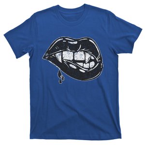 Halloween Vampire Fangs Female Lips Blood T-Shirt