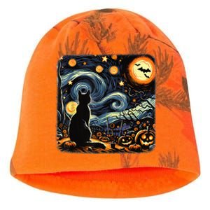 Halloween Van Gogh Starry Night Black Cat Pumpkins Bats Kati - Camo Knit Beanie