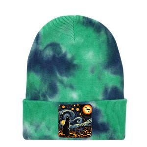 Halloween Van Gogh Starry Night Black Cat Pumpkins Bats Tie Dye 12in Knit Beanie