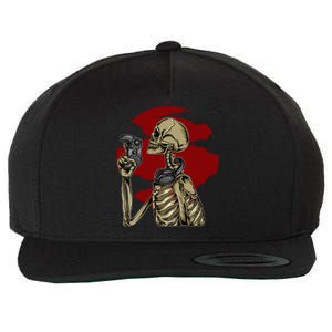 Halloween Video Game Skeleton Gamer Funny Costume For Gamer Gift Wool Snapback Cap