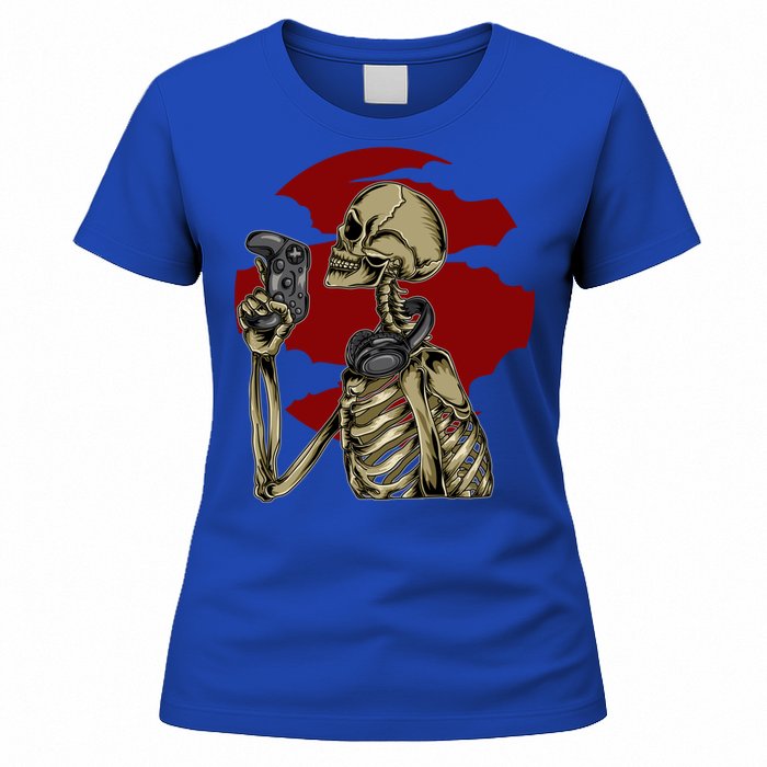 Halloween Video Game Skeleton Gamer Funny Costume For Gamer Gift Women's T-Shirt