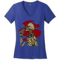 Halloween Video Game Skeleton Gamer Funny Costume For Gamer Gift Women's V-Neck T-Shirt