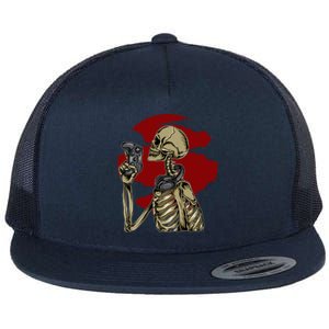 Halloween Video Game Skeleton Gamer Funny Costume For Gamer Gift Flat Bill Trucker Hat