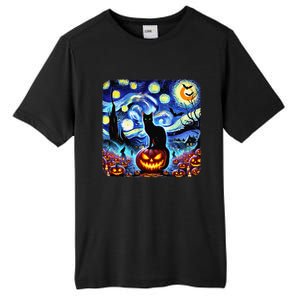 Halloween Van Gogh Starry Night Black Cat Pumpkins Bats Gift Tall Fusion ChromaSoft Performance T-Shirt