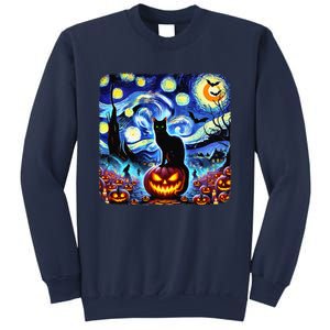 Halloween Van Gogh Starry Night Black Cat Pumpkins Bats Gift Sweatshirt