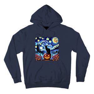 Halloween Van Gogh Starry Night Black Cat Pumpkins Bats Gift Tall Hoodie