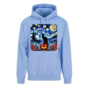 Halloween Van Gogh Starry Night Black Cat Pumpkins Bats Gift Unisex Surf Hoodie