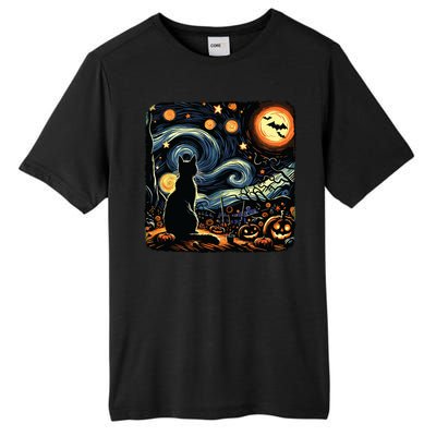 Halloween Van Gogh Starry Night Black Cat Pumpkins Bats Tall Fusion ChromaSoft Performance T-Shirt