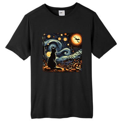 Halloween Van Gogh Starry Night Black Cat Pumpkins Bats Gift Tall Fusion ChromaSoft Performance T-Shirt