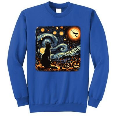 Halloween Van Gogh Starry Night Black Cat Pumpkins Bats Gift Sweatshirt