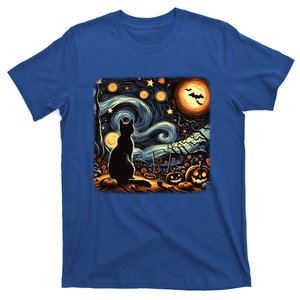 Halloween Van Gogh Starry Night Black Cat Pumpkins Bats Gift T-Shirt