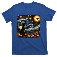 Halloween Van Gogh Starry Night Black Cat Pumpkins Bats Gift T-Shirt