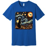 Halloween Van Gogh Starry Night Black Cat Pumpkins Bats Gift Premium T-Shirt