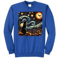 Halloween Van Gogh Starry Night Black Cat Pumpkins Bats Gift Tall Sweatshirt