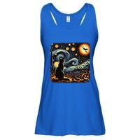 Halloween Van Gogh Starry Night Black Cat Pumpkins Bats Gift Ladies Essential Flowy Tank