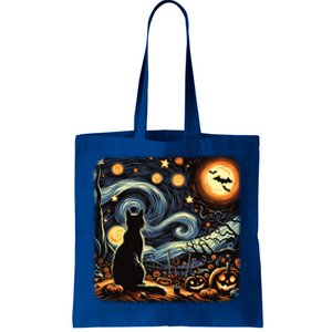 Halloween Van Gogh Starry Night Black Cat Pumpkins Bats Gift Tote Bag