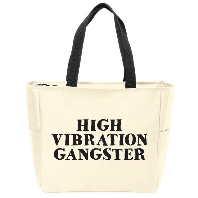 High Vibration Gangster Funny Spiritual Yoga Novelty Zip Tote Bag