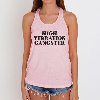 High Vibration Gangster Funny Spiritual Yoga Novelty Women's Knotted Racerback Tank