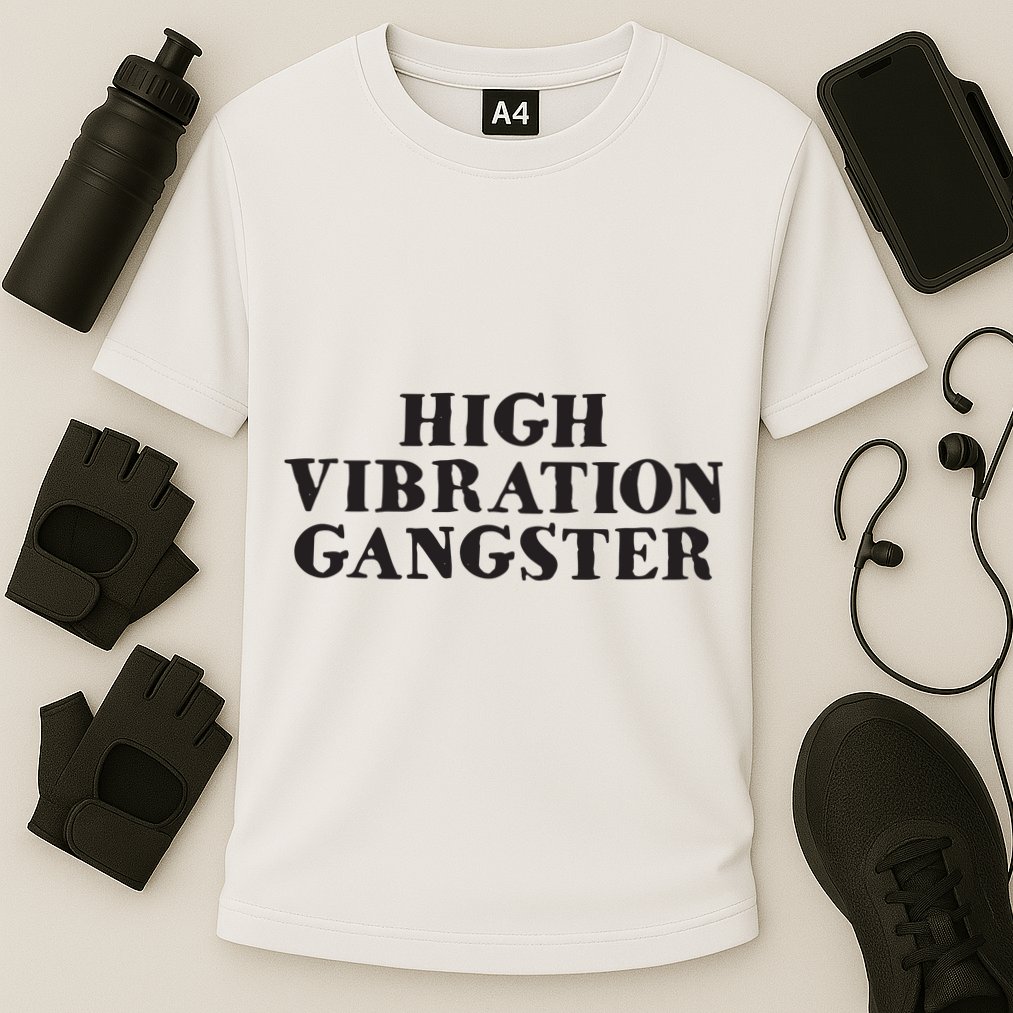 High Vibration Gangster Funny Spiritual Yoga Novelty Cooling Performance Crew T-Shirt