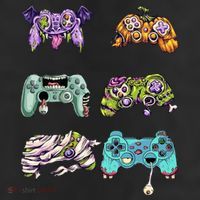 Halloween Video Gaming Controller Crop Fleece Hoodie
