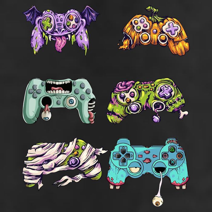 Halloween Video Gaming Controller Crop Fleece Hoodie