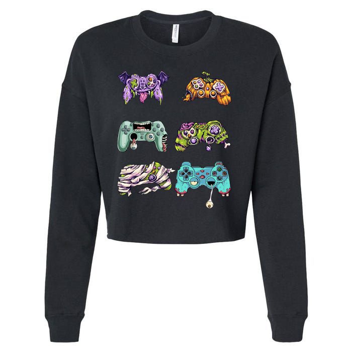 Halloween Video Gaming Controller Cropped Pullover Crew