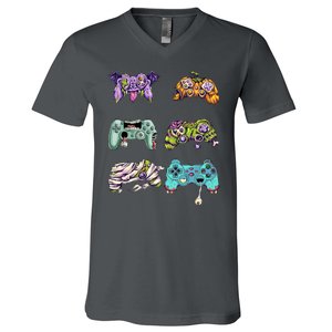 Halloween Video Gaming Controller V-Neck T-Shirt