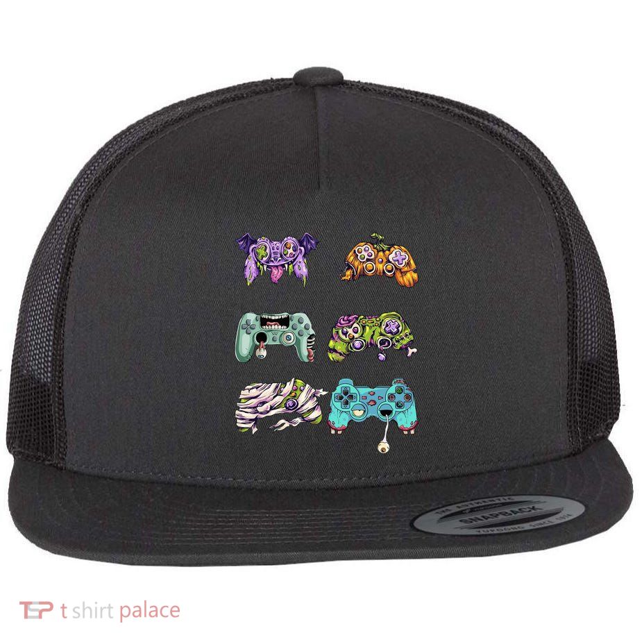 Halloween Video Gaming Controller Flat Bill Trucker Hat