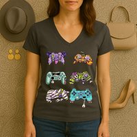 Halloween Video Gaming Controller Women's V-Neck T-Shirt