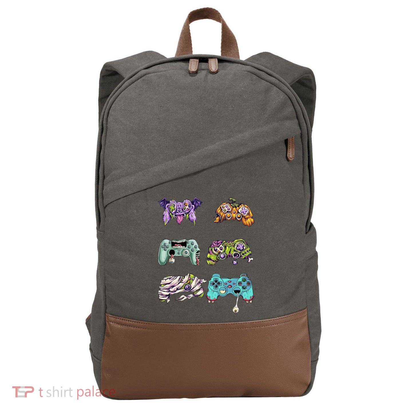 Halloween Video Gaming Controller Cotton Canvas Backpack