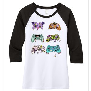 Halloween Video Gaming Controller Women's Tri-Blend 3/4-Sleeve Raglan Shirt